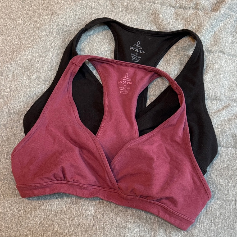 Prana Sports Bras - Black and Burgundy